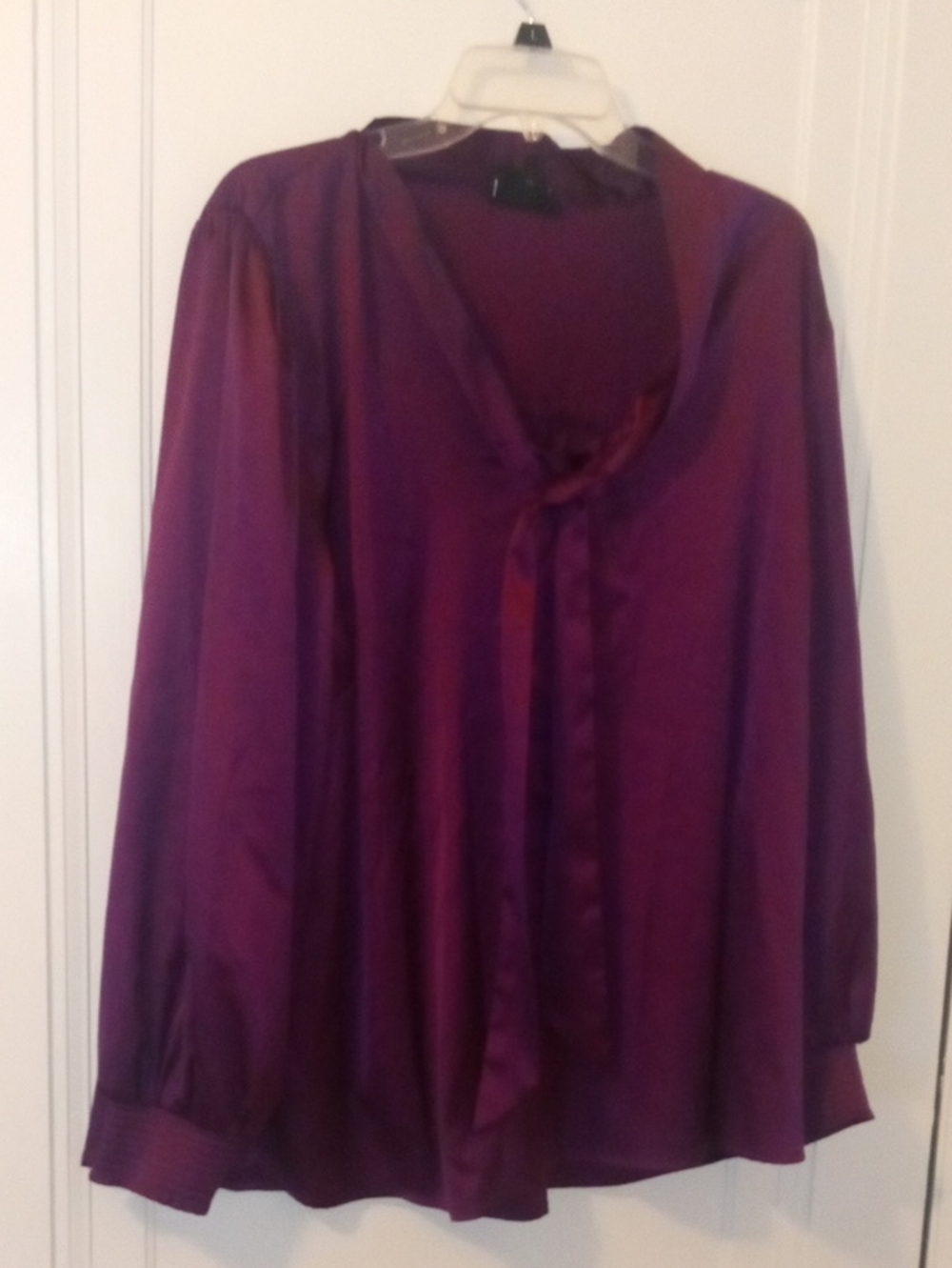 women 3x long sleeve silky dark purple top